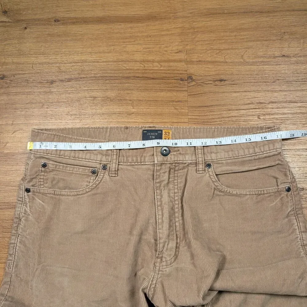 J Crew 770 Straight Fit Corduroy Pants Men 32x34 Beige City Cotton 5 Pocket